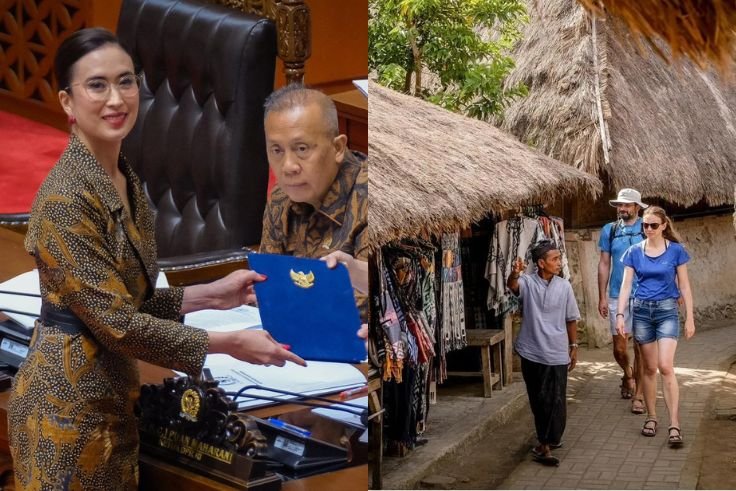 Submission of the Tourism Bill by Minister of Tourism Widiyanti Putri (left), Tourism in Indonesia (right)